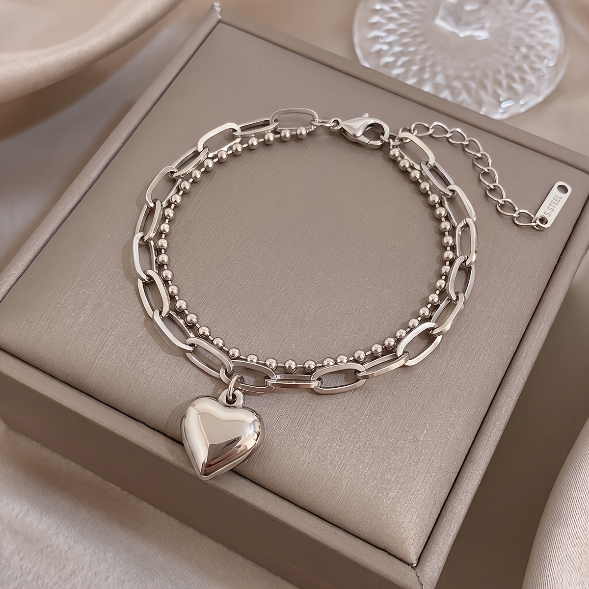 2pcs Unisex Fashionable Bracelet and Bangle Set, Minimalist Style